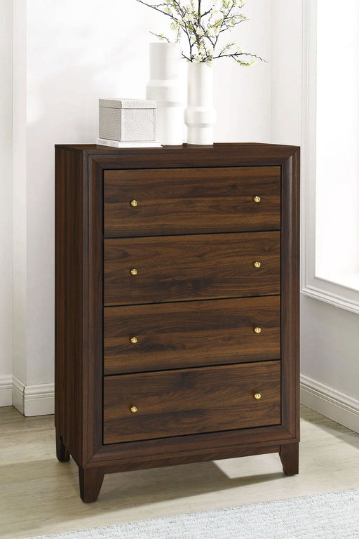 Welsley 4 - drawer Chest of Drawers Walnut - Walo Furniture