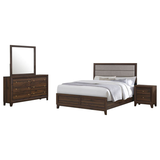 Welsley 4 - piece California King Bedroom Set Walnut - Walo Furniture