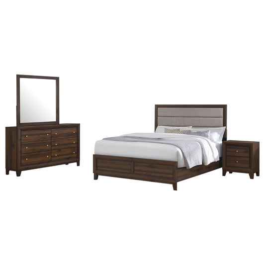 Welsley 4 - piece Eastern King Bedroom Set Walnut - Walo Furniture