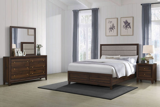 Welsley 4 - piece Eastern King Bedroom Set Walnut - Walo Furniture