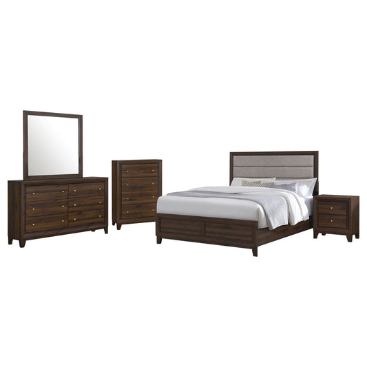 Welsley 5 - piece California King Bedroom Set Walnut - Walo Furniture