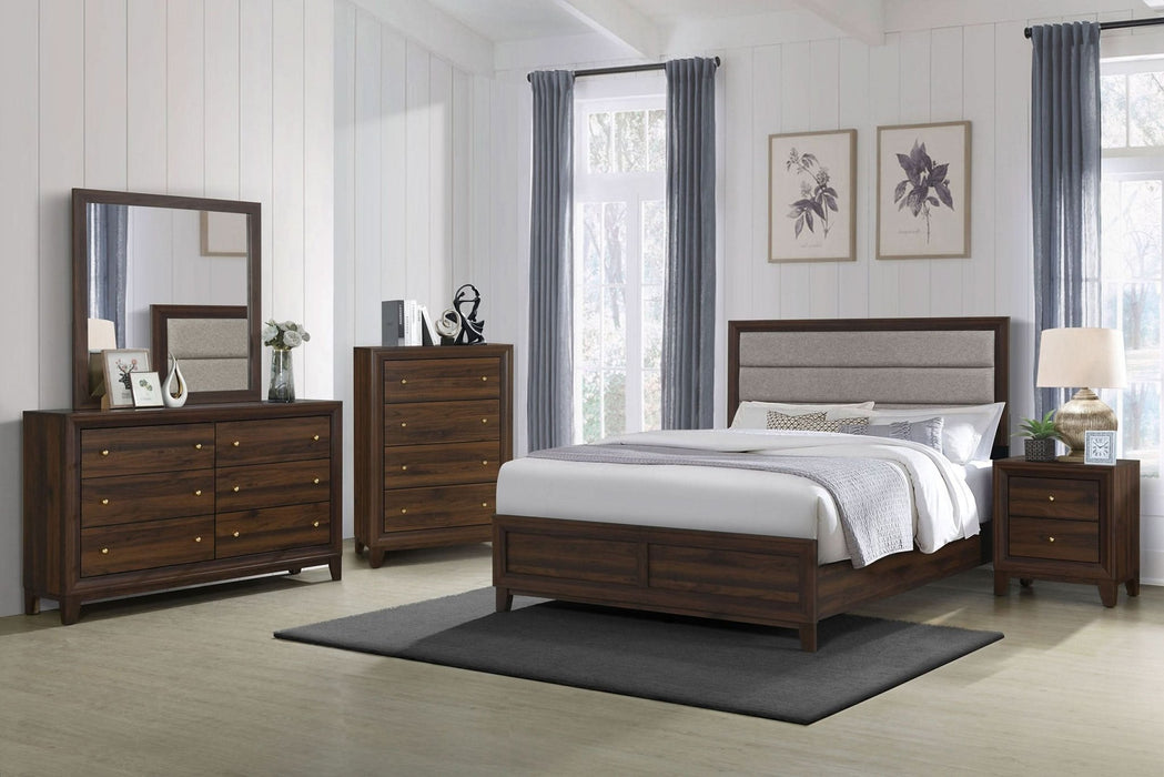 Welsley 5 - piece California King Bedroom Set Walnut - Walo Furniture