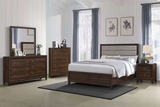 Welsley 5 - piece California King Bedroom Set Walnut - Walo Furniture