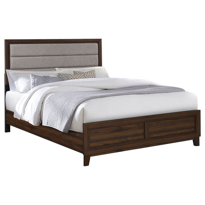 Welsley 50 - inch Upholstered Eastern King Bed Walnut - Walo Furniture