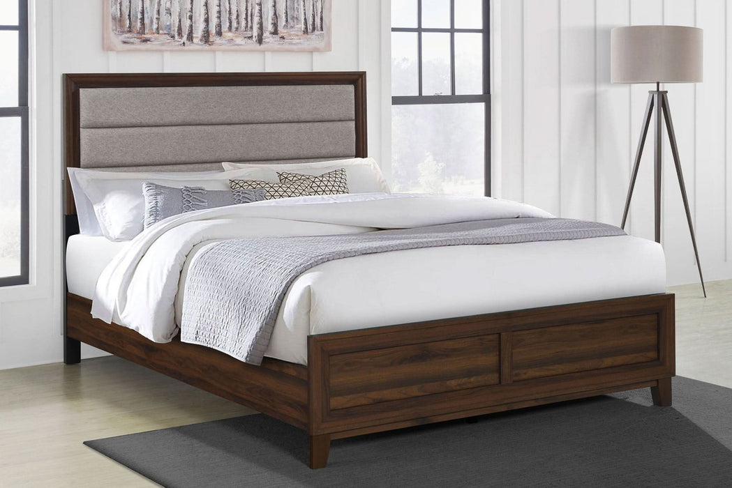 Welsley 50 - inch Upholstered Eastern King Bed Walnut - Walo Furniture