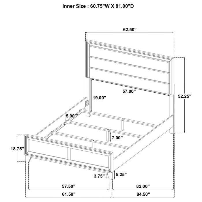 Welsley 50 - inch Upholstered Queen Bed Walnut - Walo Furniture