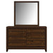 Welsley 6 - drawer Dresser and Mirror Walnut - Walo Furniture