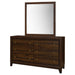 Welsley 6 - drawer Dresser and Mirror Walnut - Walo Furniture