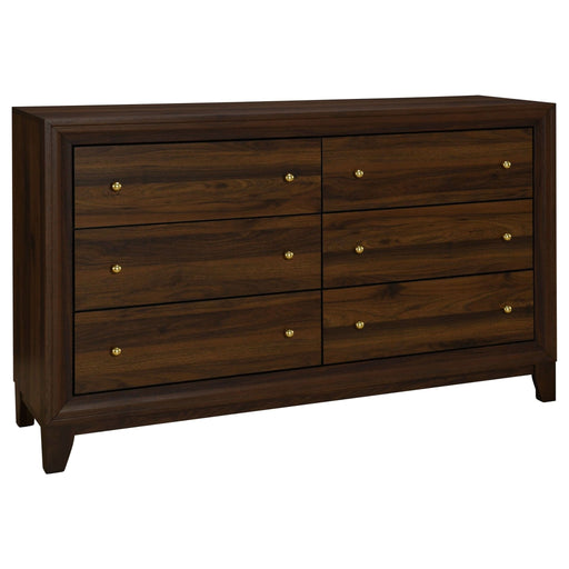 Welsley 6 - drawer Dresser Cabinet Walnut - Walo Furniture