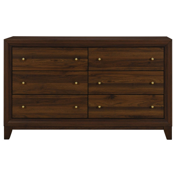 Welsley 6 - drawer Dresser Cabinet Walnut - Walo Furniture