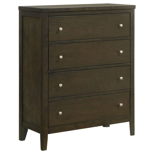 Wilkes 4 - drawer Chest of Drawers Dark Cocoa - Walo Furniture