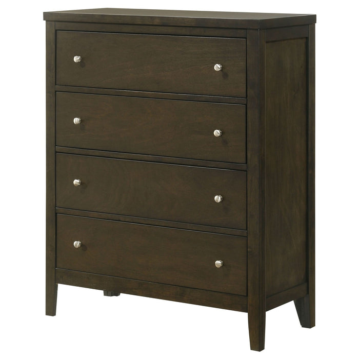 Wilkes 4 - drawer Chest of Drawers Dark Cocoa - Walo Furniture