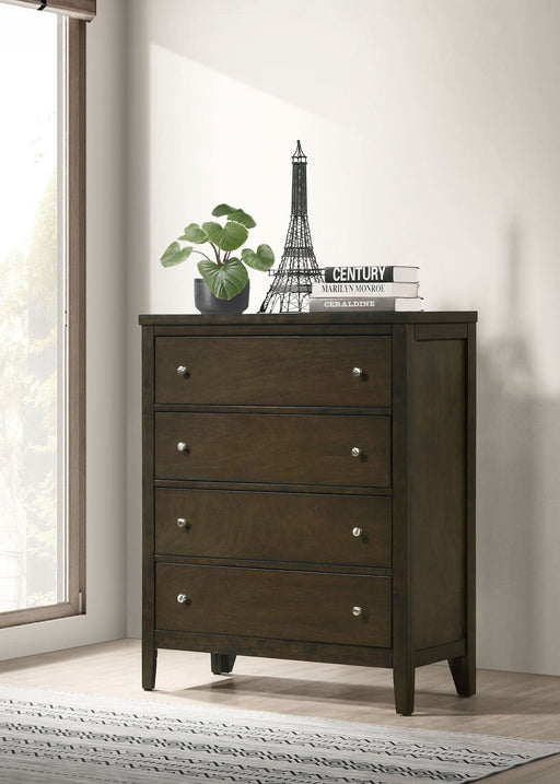 Wilkes 4 - drawer Chest of Drawers Dark Cocoa - Walo Furniture