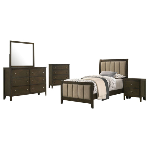 Wilkes 5 - piece Twin Bedroom Set Dark Cocoa - Walo Furniture