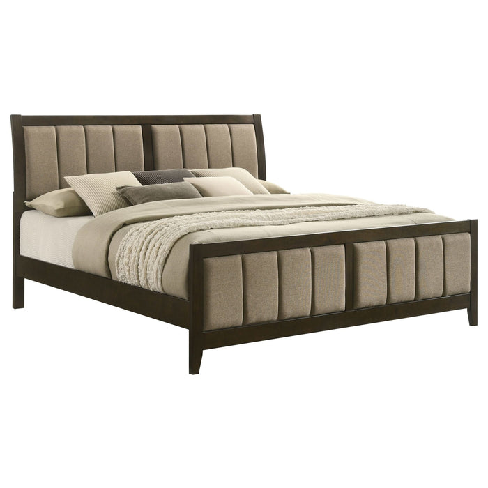 Wilkes 51 - inch Upholstered California King Bed Dark Cocoa - Walo Furniture