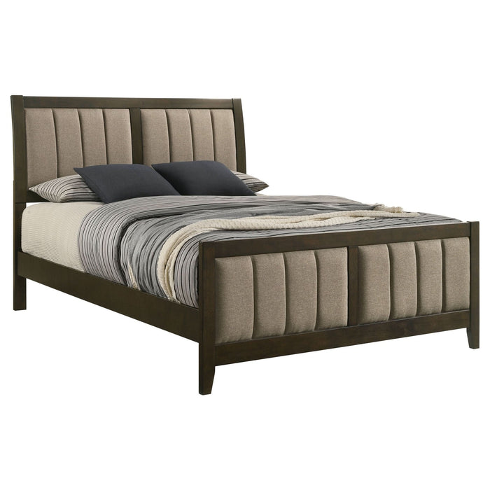 Wilkes 51 - inch Upholstered Eastern King Bed Dark Cocoa - Walo Furniture