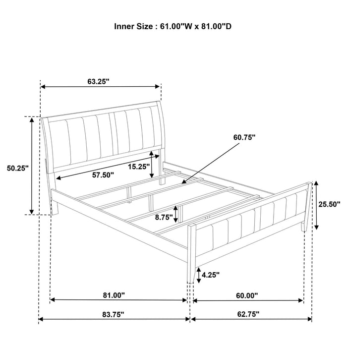 Wilkes 51 - inch Upholstered Queen Bed Dark Cocoa - Walo Furniture