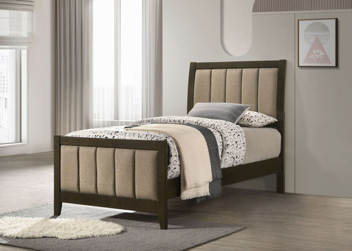 Wilkes 51 - inch Upholstered Twin Bed Dark Cocoa - Walo Furniture