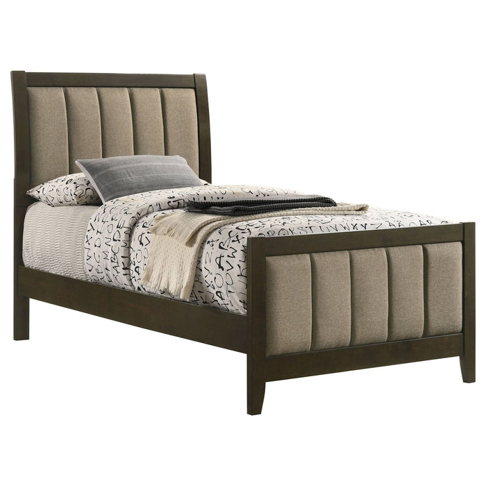 Wilkes 51 - inch Upholstered Twin Bed Dark Cocoa - Walo Furniture