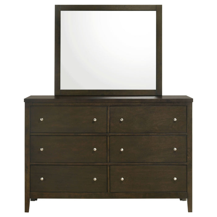 Wilkes 6 - drawer Dresser and Mirror Dark Cocoa - Walo Furniture