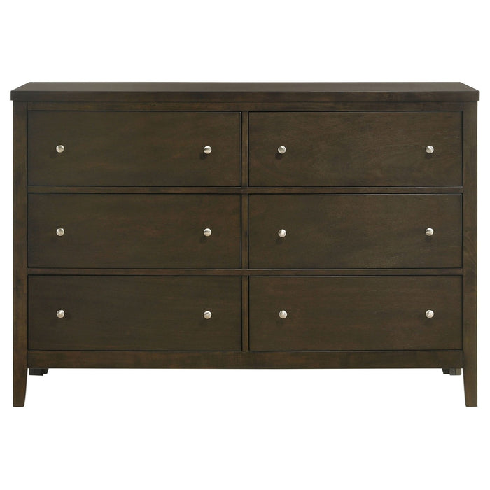 Wilkes 6 - drawer Dresser Cabinet Dark Cocoa - Walo Furniture