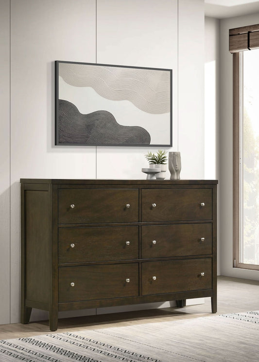 Wilkes 6 - drawer Dresser Cabinet Dark Cocoa - Walo Furniture