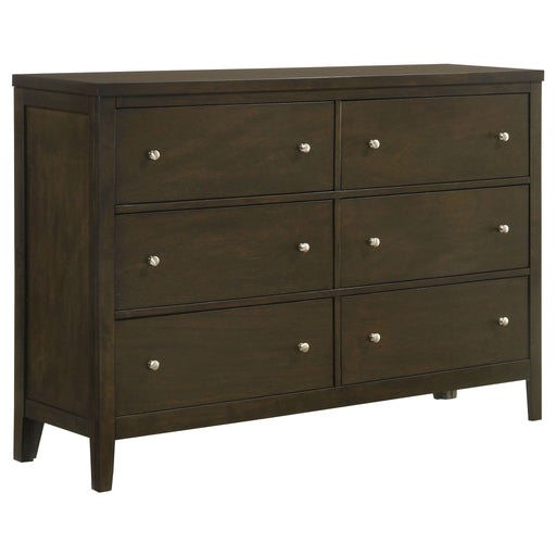 Wilkes 6 - drawer Dresser Cabinet Dark Cocoa - Walo Furniture