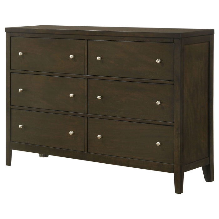 Wilkes 6 - drawer Dresser Cabinet Dark Cocoa - Walo Furniture