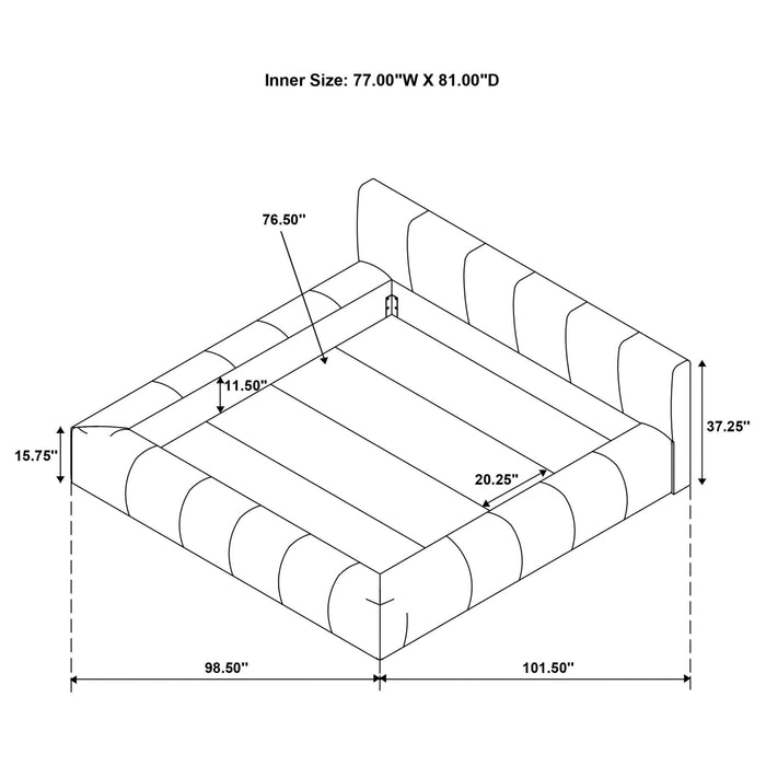 Wilshire Upholstered Eastern King Platform Bed Grey - Walo Furniture