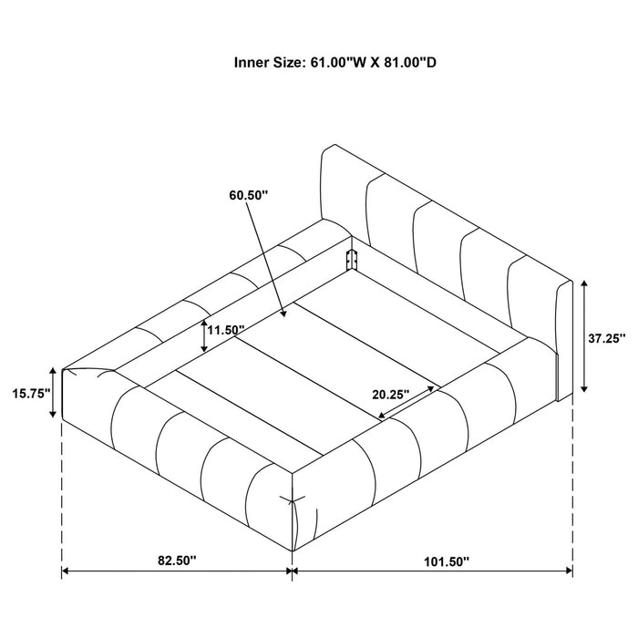 Wilshire Upholstered Queen Platform Bed Grey - Walo Furniture