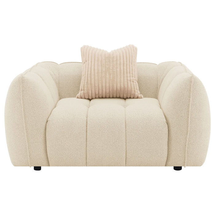 Winchester Boucle Upholstered Chair and a Half Sand Pebble - Walo Furniture