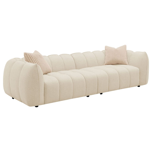 Winchester Boucle Upholstered Extra Long Sofa Sand Pebble - Walo Furniture