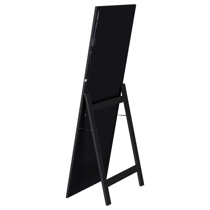 Windrose 28 x 67 Inch Tempered LED Standing Mirror Black - Walo Furniture