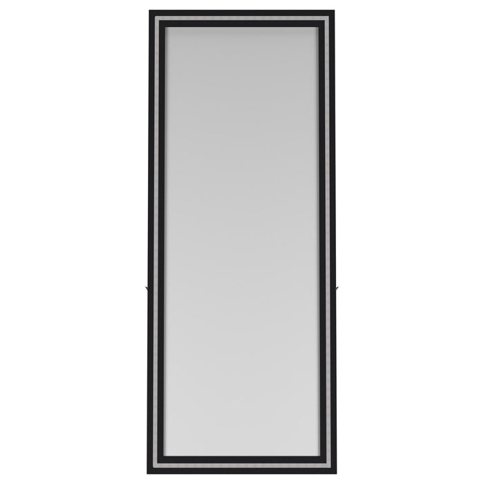 Windrose 28 x 67 Inch Tempered LED Standing Mirror Black - Walo Furniture