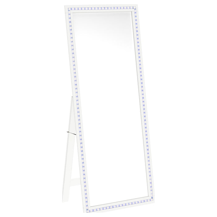 Windrose 28 x 67 Inch Tempered LED Standing Mirror White - Walo Furniture