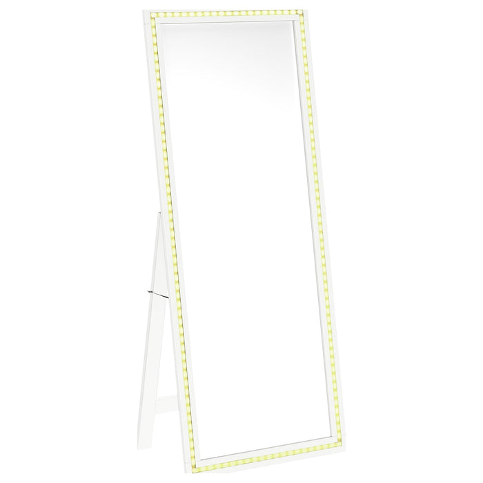 Windrose 28 x 67 Inch Tempered LED Standing Mirror White - Walo Furniture