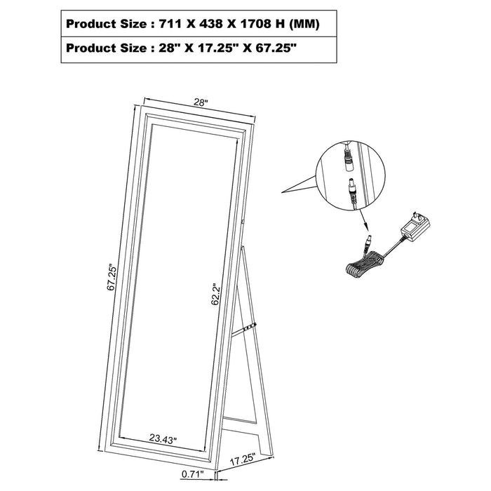 Windrose 28 x 67 Inch Tempered LED Standing Mirror White - Walo Furniture