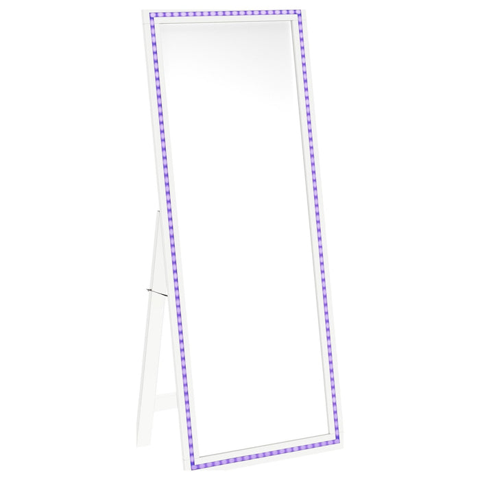 Windrose 28 x 67 Inch Tempered LED Standing Mirror White - Walo Furniture