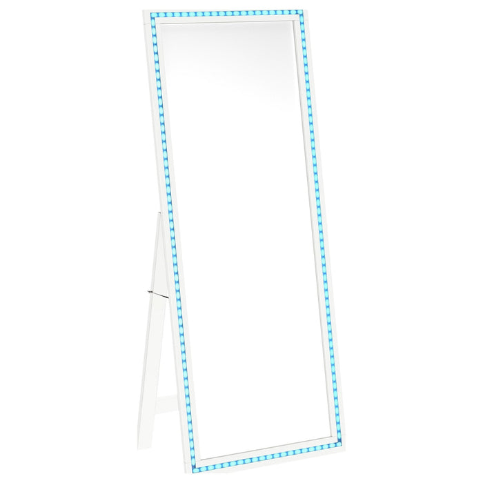 Windrose 28 x 67 Inch Tempered LED Standing Mirror White - Walo Furniture