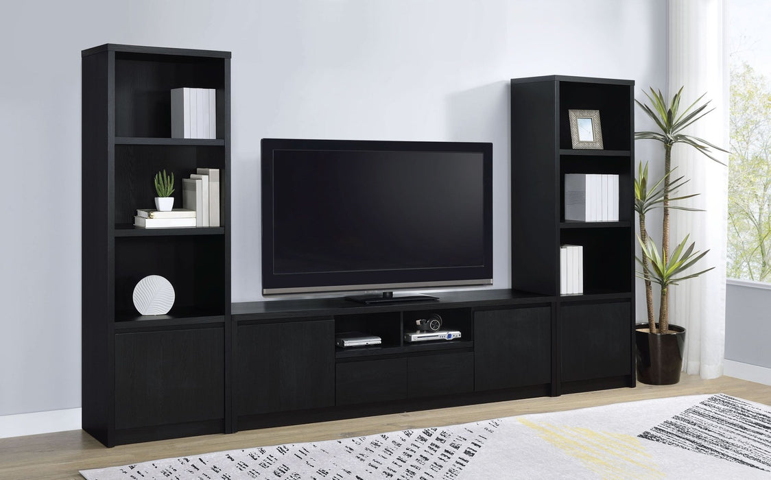 Winfield 3 - sheld Media Tower Entertainment Pier Black - Walo Furniture