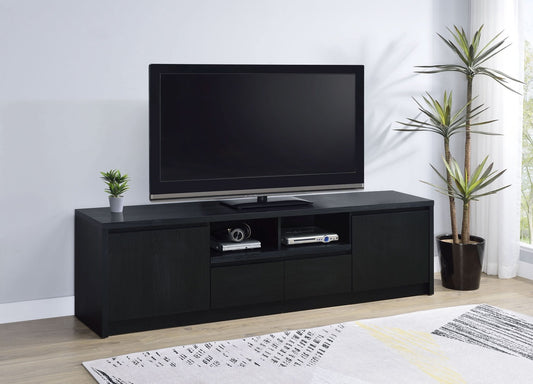 Winfield 78 - inch 2 - door TV Stand Media Console Black - Walo Furniture