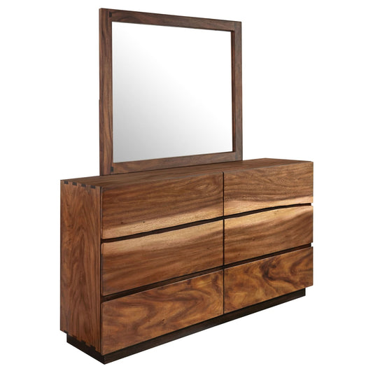 Winslow 6 - drawer Dresser with Mirror Smokey Walnut - Walo Furniture