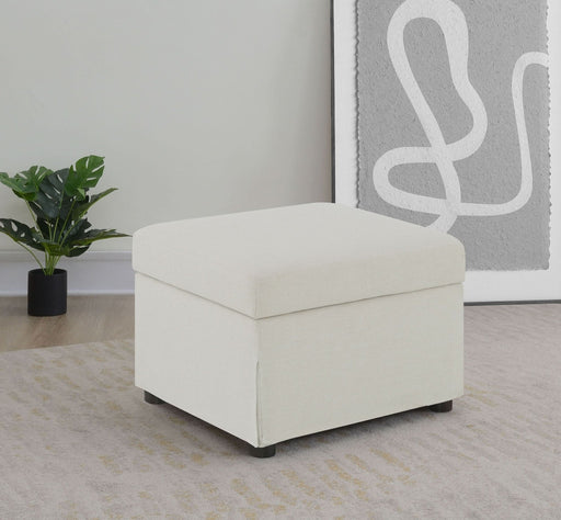 Winter Upholstered Hydraulic Lift Top Storage Ottoman Beige - Walo Furniture