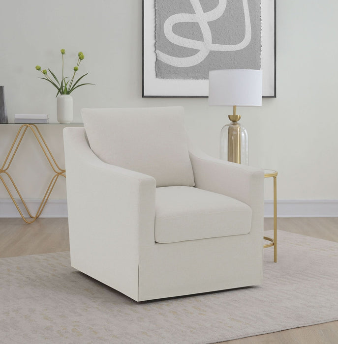 Winter Upholstered Sloped Arm Accent Swivel Chair Beige - Walo Furniture