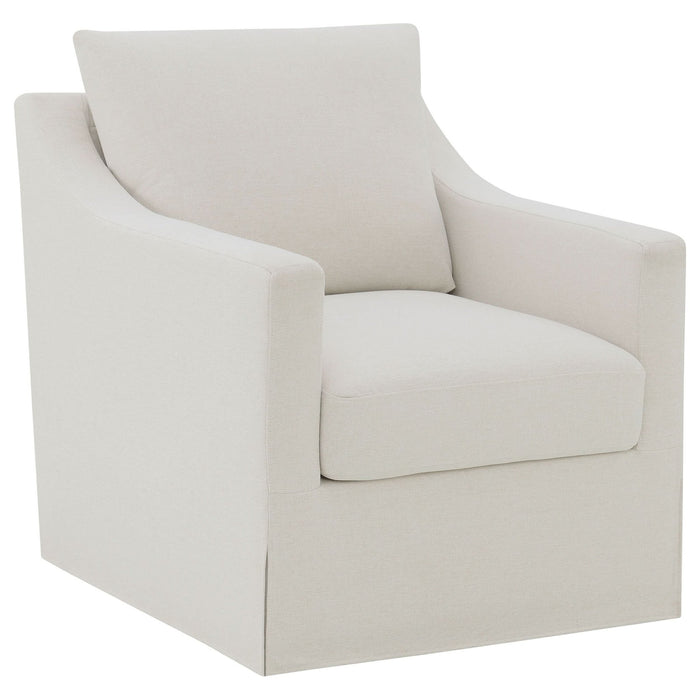 Winter Upholstered Sloped Arm Accent Swivel Chair Beige - Walo Furniture