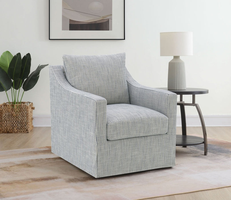 Winter Upholstered Sloped Arm Accent Swivel Chair Grey - Walo Furniture