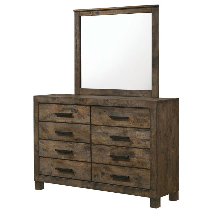 Woodmont 8 - drawer Dresser with Mirror Rustic Golden Brown - Walo Furniture