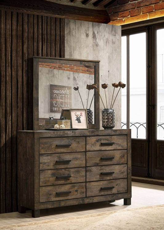 Woodmont 8 - drawer Dresser with Mirror Rustic Golden Brown - Walo Furniture