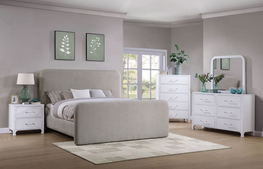 Wren Upholstered Eastern King Panel Bed Grey - Walo Furniture