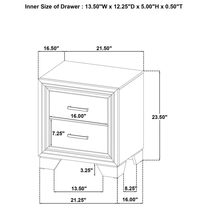 Wright 2 - drawer Nightstand Bedside Table Brown Oak - Walo Furniture